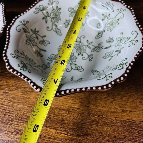 3 Temptations Temp-tations 7.5” Soup Pasta Bowl Scallop Edge Floral Lace GREEN - Picture 7 of 8